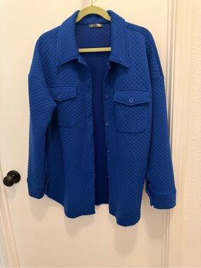 Quilted Overshirt Jacket in Royal Blue